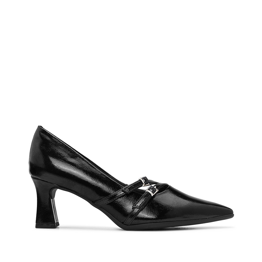 Sapato Piccadilly Preto Pontiagudo com Salto Médio piccadilly